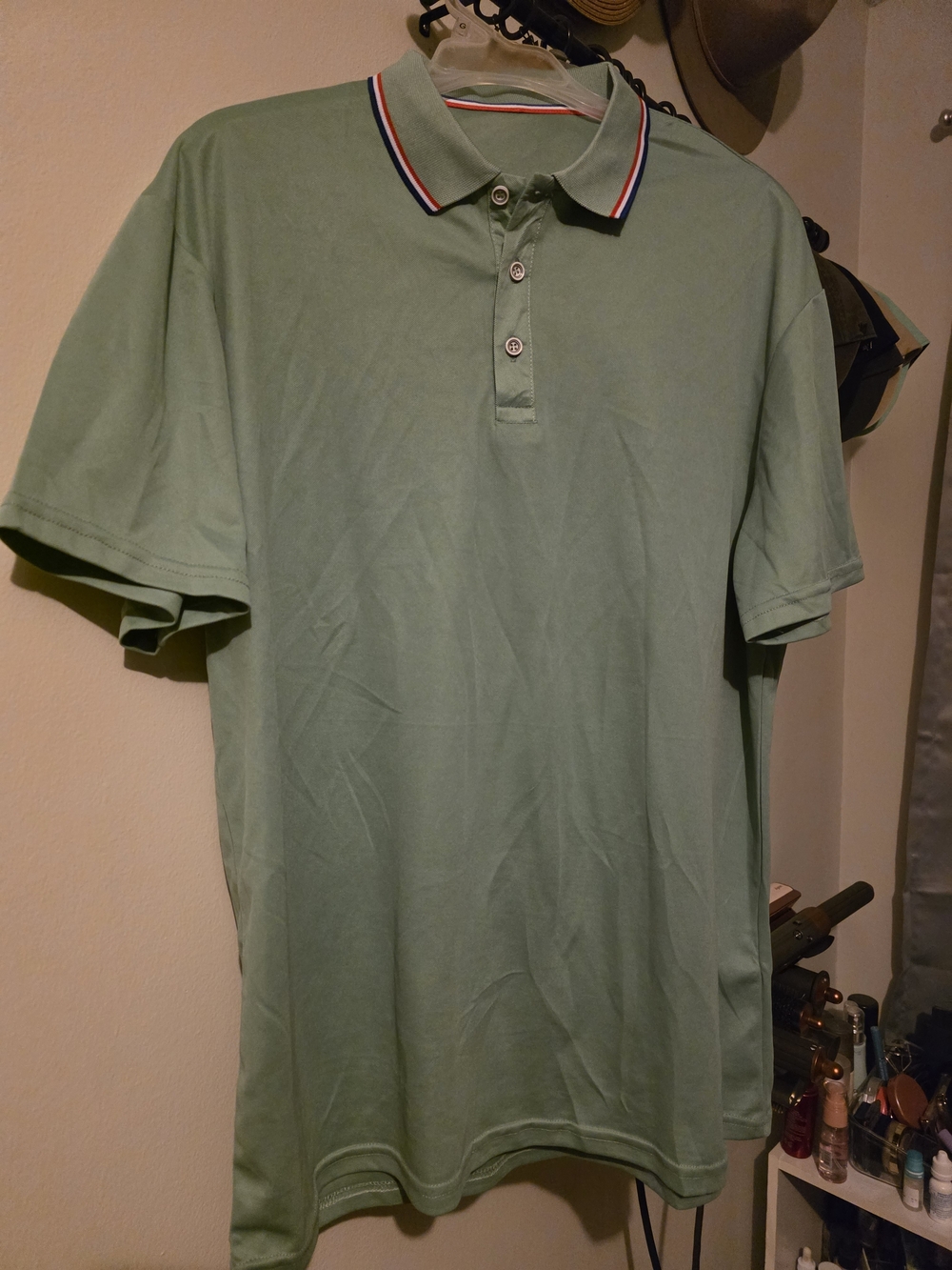 Unknown Mint Green Golf Polo with Tricolor Collar